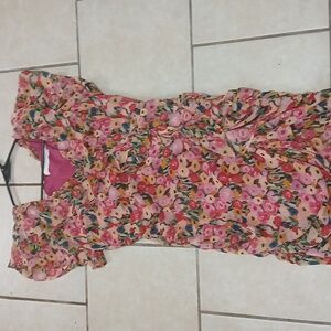 ASTR Womens Size M Fuscia Pink Floral Ruffled Maxi Dress